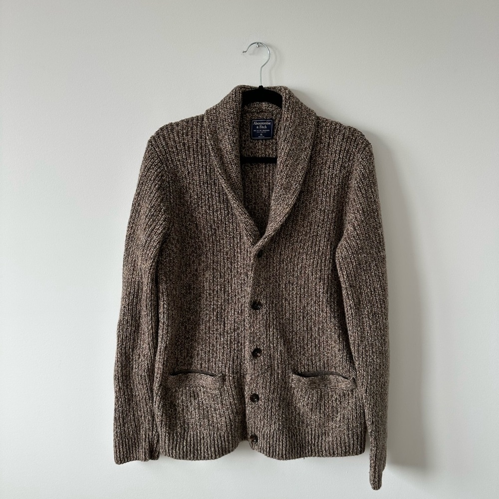 Abercrombie & Fitch Brown Shawl Collar Cardigan